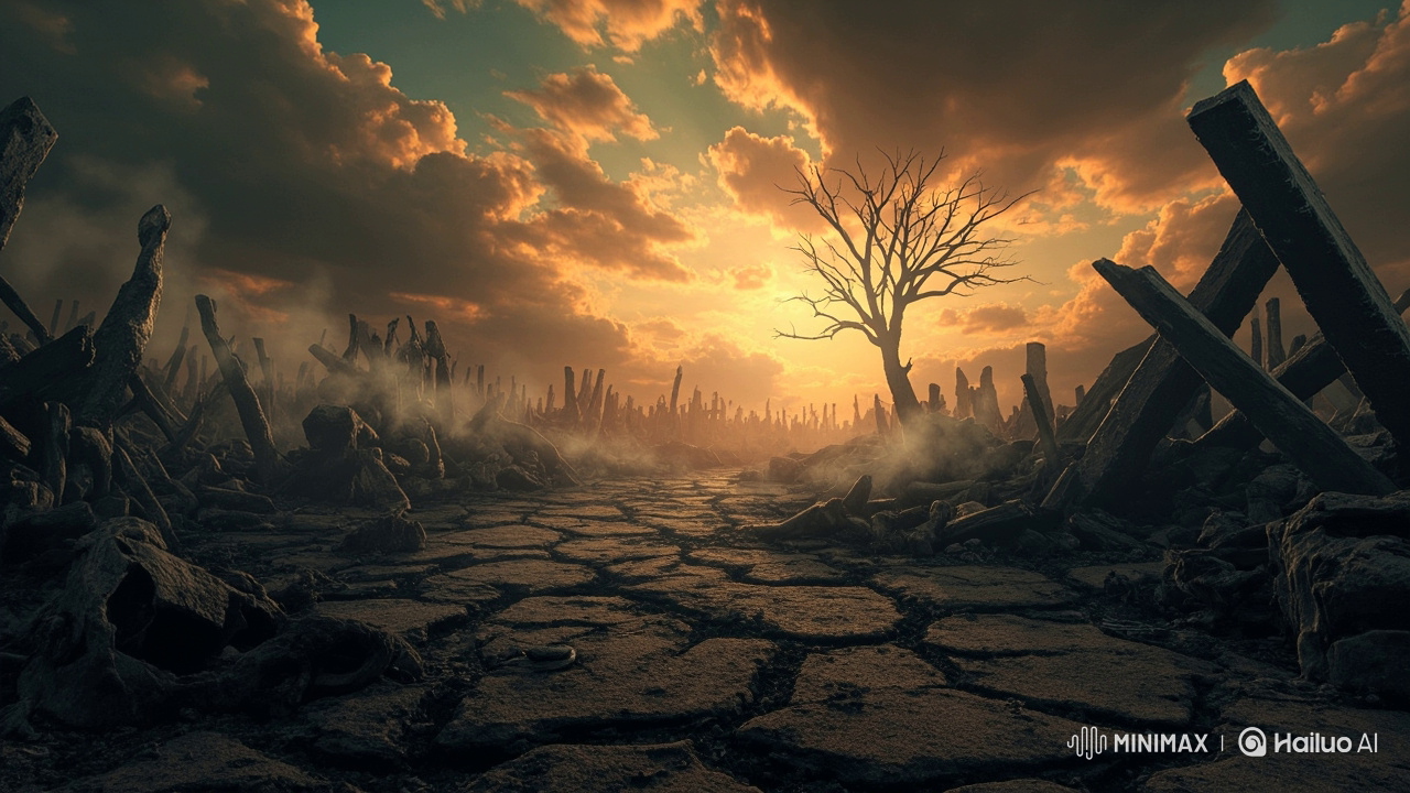 An AI generated image of a post-apocalyptic scene